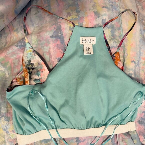 Nicole Miller New York Multicolor Halter Maxi Dress M Polyester Blend Boho Beach - Picture 16 of 16